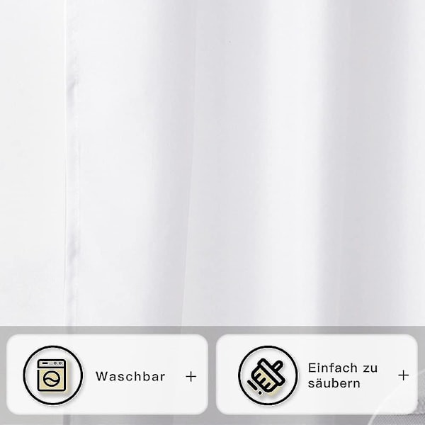 Bruseforhæng 240 X 200 Cm, Skimmelresistent, Vandafvisende, Vaskbar, Antibakteriel, Hvid, Polyester Bruseforhæng med 12 Bruseforhæng