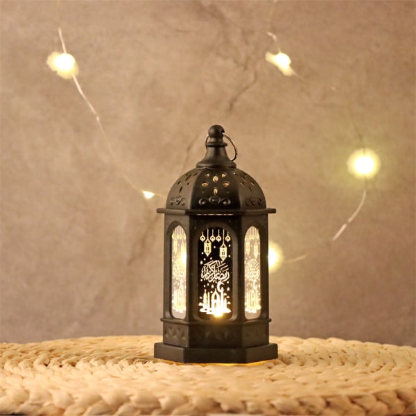 6 kpl Ramadan-lyhty marokkolaistyylinen vintage koristeellinen LED-kynttilöitä ripustettava lyhty Paristokäyttöinen
