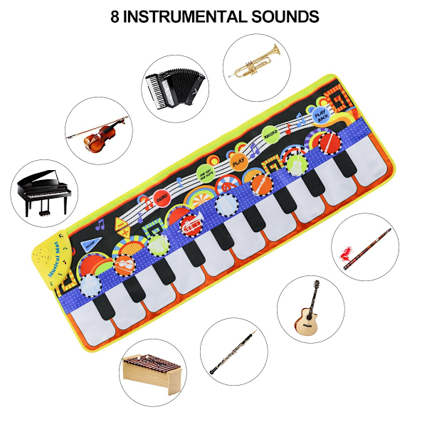 Musikalsk klavermåtte 19 tangenter klaver keyboard legemåtte børn tidligt