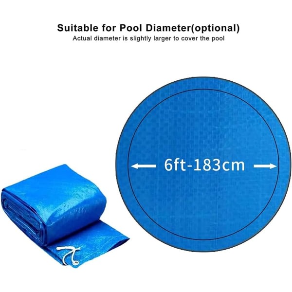 Rundt deksel, ramme for deksel, regntett deksel over bakken Oppblåsbar familiebasseng plaskebasseng og utendørs (183 cm)