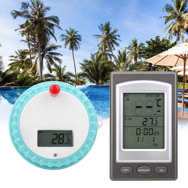 Trådlös digital pooltermometer med LCD-mottagare för vattentemperaturvisning