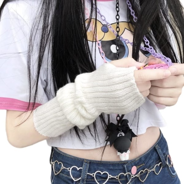 Althee armvarmere Y2k Gyaru Kawaii Lolita langærmede japanske Harajuku fingerløse handsker