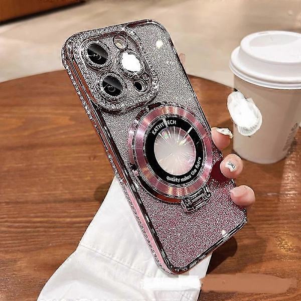 Sopii uudelle iphone16-sarjalle, jossa on linssin suojakalvo, glitter-magneettinauha ja näkymätön teline iPhone 16 Pro max