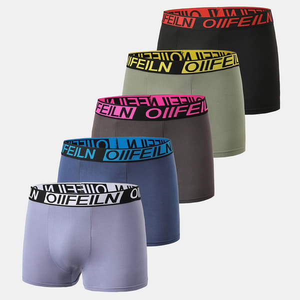 5-pakning bomullsboxershortser for menn, elastisk linning, pustende og lett for daglig bruk 5 PCS XL