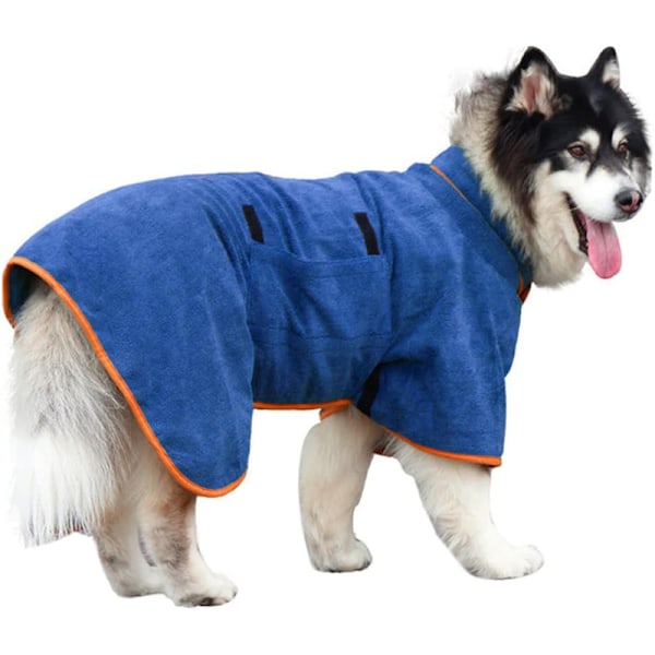 Hundetørrekåbe Badekåbe Håndklæde, Mikrofibermateriale Hurtigtørrende Superabsorberende Hundebadekåbe Blå Blue S