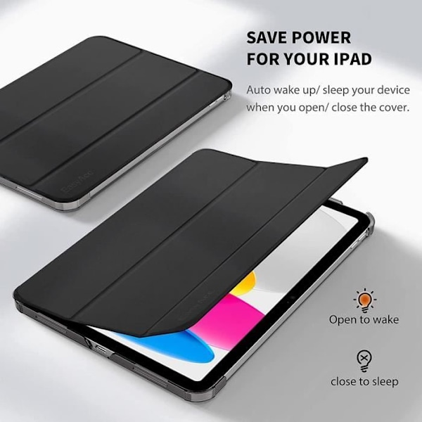 Fodral för iPad Air 5:e-4:e generationen 2022-2020 (10.9\") Stötsäkert Skyddande Stativ Sömn-Vaken Svart
