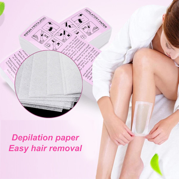 100 stk. Avtakbare Non-Woven Kroppsduk Hårfjerningsvokspapirruller Hårfjerning Epilator Voksremse Papirrull