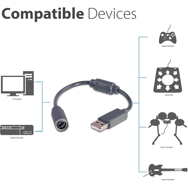 2-pak Ledningsbaseret Controller USB Breakaway Kabelledning til Microsoft Xbox 360 Guitar Hero_xx
