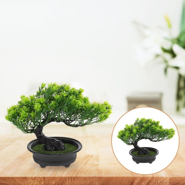 Emulert plante Bonsai simuleringsanlegg Innendørs Bonsai dekorativ oppbevaring (32X13CM, grønn)