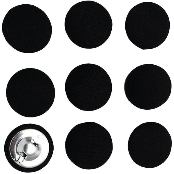 10 pyöreää kangaspäällysteistä nappia Koristeellinen varren nappi 20 mm ompelukoriste, musta