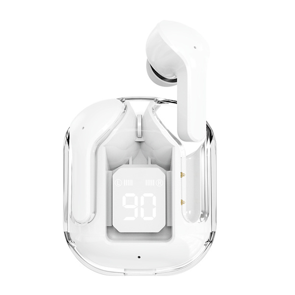 T6 Trådløse Høretelefoner, Bluetooth Ørepropper ENC Støjreducerende Gennemsigtige In-Ear Høretelefoner, Hvid