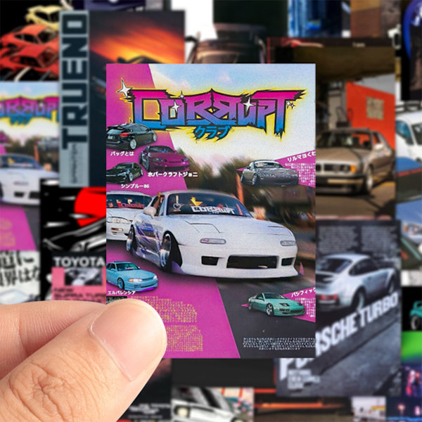 50 st Retro Racing Stickers - Retro Bil Stickers Vattentäta Laptop Bagage