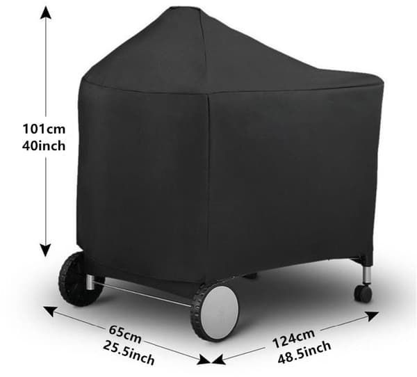 Grillöverdrag Rektangulär Grill 124x65x101cm Oxfordtyg Svart Vattentätt BBQ-skydd