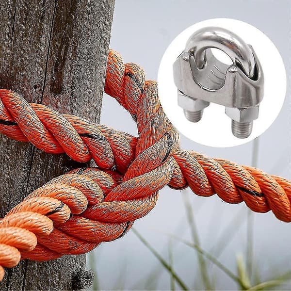 10-pak 2 mm galvaniserede stålwireklemmer, ågformede, til stålwire, kabel, ledninger, kabelbindere