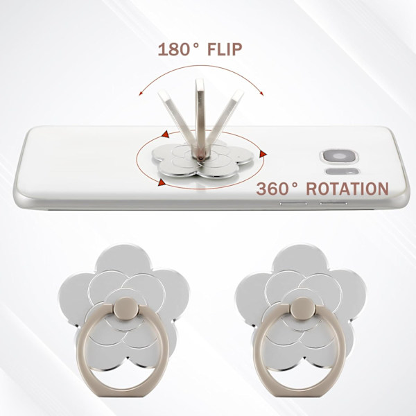 2 st telefonringhållare stativ mobiltelefon blomma finger ring grepp stativ metall universellt kompatibla tillbehör med smartphone, mobiltelefon 2pcs Silver