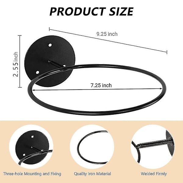 3 stk. Vægmonterede boldholdere i jern, basketball opbevaringsdisplayholder, fodbold rugby hængende stativ, pladsbesparende - Perfekt sort 3pc Black