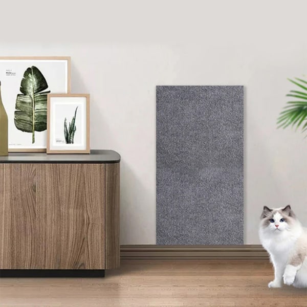 Kattskrapsmatta med självhäftande stöd Stall möbel Skyddsmatta för kattungar Katt ljusgrå Light Gray 60x100cm