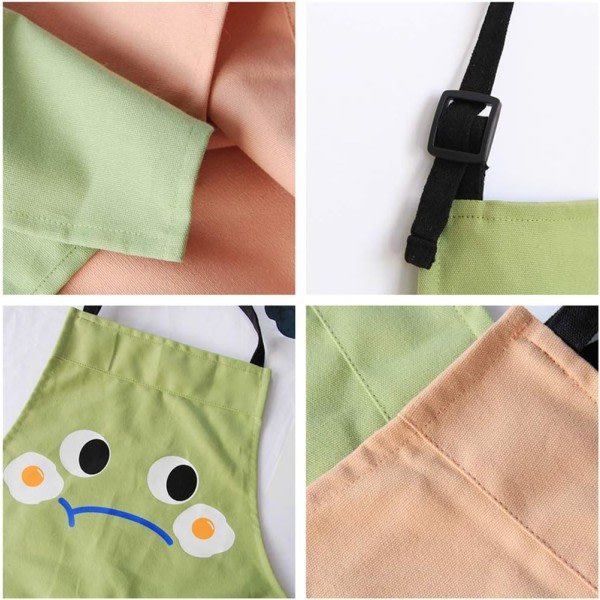 Sødt dyreforklæde med lomme til voksne børn Vandtæt bomuldslinned Køkkenforklæde Smækforklæde Køkkenforklæde til børn S (B-Gul),