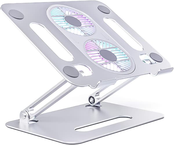 Kompatibel med justerbar bærbar computerstander, køleplade til bærbar computer med blæser, USB-hub, kompatibel med 10 til 15 tommer bærbare computere, ergonomisk