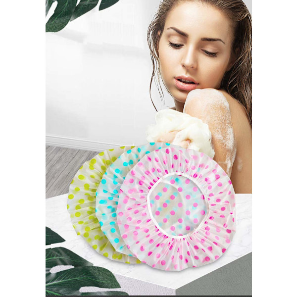 Vanntette dusjhetter, gjenbrukbar dusjhette i plast med elastisk bånd for sikker passform, motedesign langhårsbeskyttelse badehette_xx