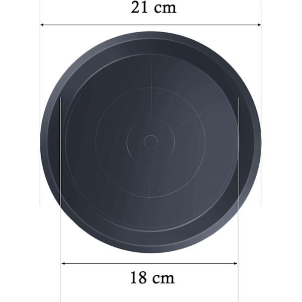 Pakke med 5 Sorte Plantepotteskunder, 21 CM Runde Plantepotteskunder