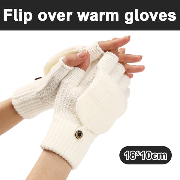 Vinterhandskar för kvinnor, 2-pack Varma stickade konvertibla fingerlösa handskar för kvinnor, Presenter med vantaröverdrag Combination 4