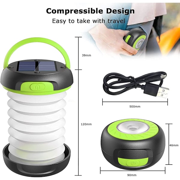 LED Ladbar Campinglys, Solcelle/USB-drevet