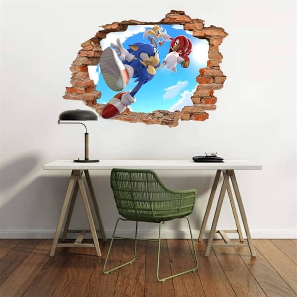 Sonic seinätarra, lasten sarjakuva makuuhuoneen taustaseinän koristelu itseliimautuva seinätarra, pelitarra syntymäpäiväjuhlatarvikkeet