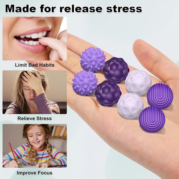 Magnetiske Fokusbolde – Lilla 8 Styk – Til Koncentration & Afslapning – Tilbage til Skole – Stressbold