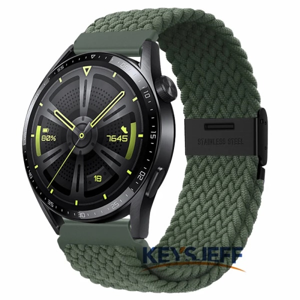22 mm nylon kompatibel med Galaxy Watch 3 45 mm/ur 46 mm, Gear S3 Frontier/Classic , Huawei Watch GT 3 46 mm flettet bånd 11
