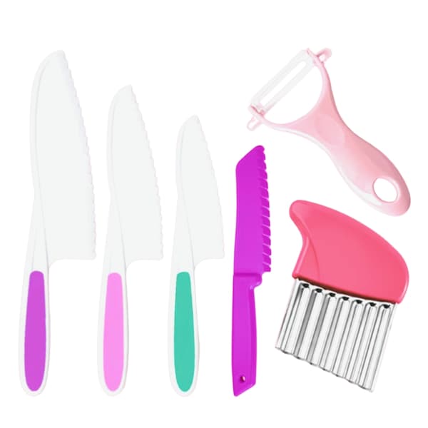 Barn Matlaging Kutter Sett Potetskreller Kniv Plast Frukt Grønnsaker Rosa pink