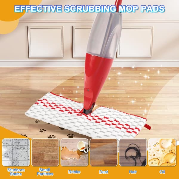 4-pak 1-2 Spray Max moppehoveder kompatible med Vileda ProMist MAX genanvendelige dobbeltsidede mikrofiber spraymoppe-refillpuder til våd og tør brug