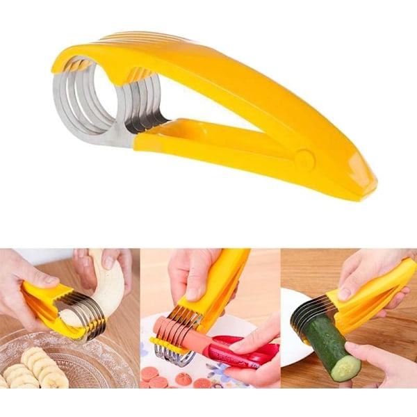 Stålskivar för mat Banan Jordgubbe Grönsaker Frukt Slicer Handhållen