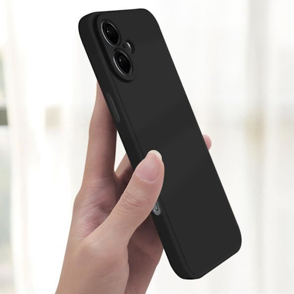Omslag för iPhone 16 Plus Silikon Matt Finish Mjuk Touch Svart Black