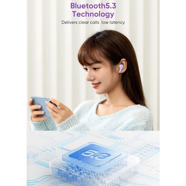 Ørepropper, Trådløse Bluetooth-ørepropper, 25 timers spilletid USB C TWS innebygd støydemping Purple