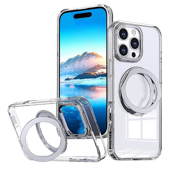 Ny produkt lämplig för Apple 16ProMax mobiltelefonfodral magnetisk rotation transparent hållare iPhone16 svart fodral svart black iPhone16 pro max