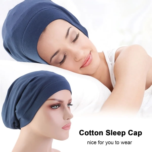 Bomuldshårkappe Nathætte Silkeforet kaskethat til nattesøvn Damer Naturligt krøllet hår Langt hårindpakning Bliv oppe om natten