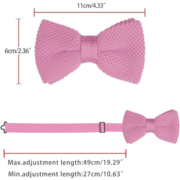 Pre-strikkede sløyfe for menn kvinner strikket sløyfe Solid strikke sløyfe Justerbar (rosa)