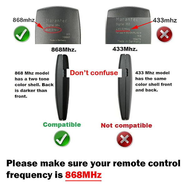 Marantec Fjärrkontroll för Garageport 868mhz Marantec Digital 382 384 302 304 313 321 323 Marantec Command 131 Handsändare YNG106