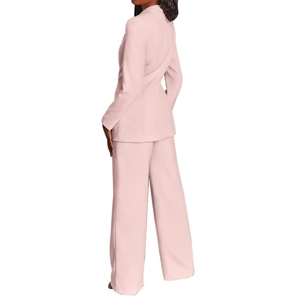 Dame Blazer og Bukser Sæt - Casual Formelle Business To Dele Blazer Sæt Pink L