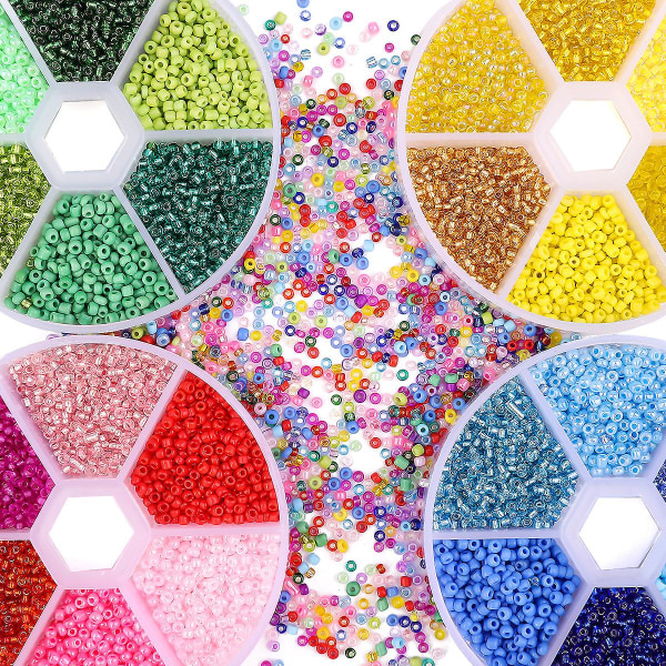 5-pack gör-det-själv enfärgade glashirspärlor 6 färgkombinationsfärgpärlorset set -det-själv smycketillbehör
