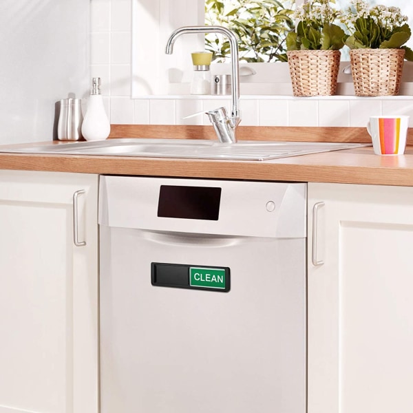 Opvaskemaskinemagnet Clean Dirty Sign Lukker ændrer sig kun, når du trykker på den Ikke-ridsende stærk magnet eller 3M klæbende muligheder (sort)