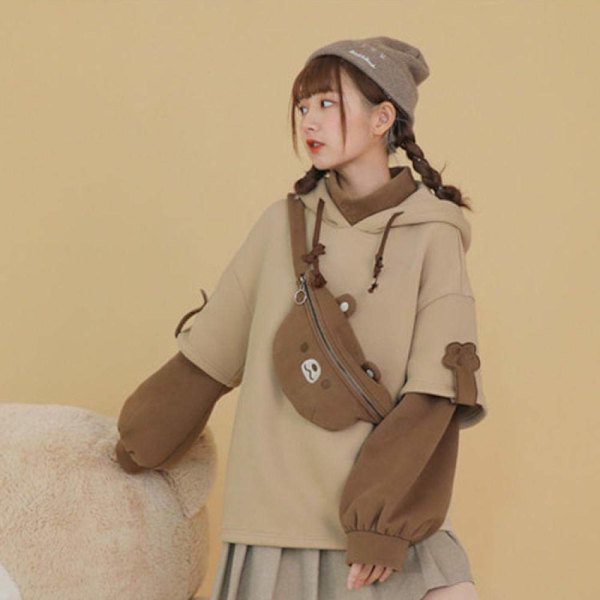 Harajuku Estetisk Anime Genser for Kvinner, Koreansk Kawaii Crew thicker version L