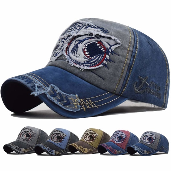 Distressed baseballcaps for menn Snapback Trucker Hat Outdoor Sports Cap Unisex Snapback Vintage Trucker Cap (marineblå)