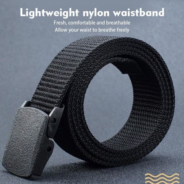 Nylon Herre Elastisk Nylon Taktiske Bælter Til Jeans Bukser Lige Sort En Størrelse