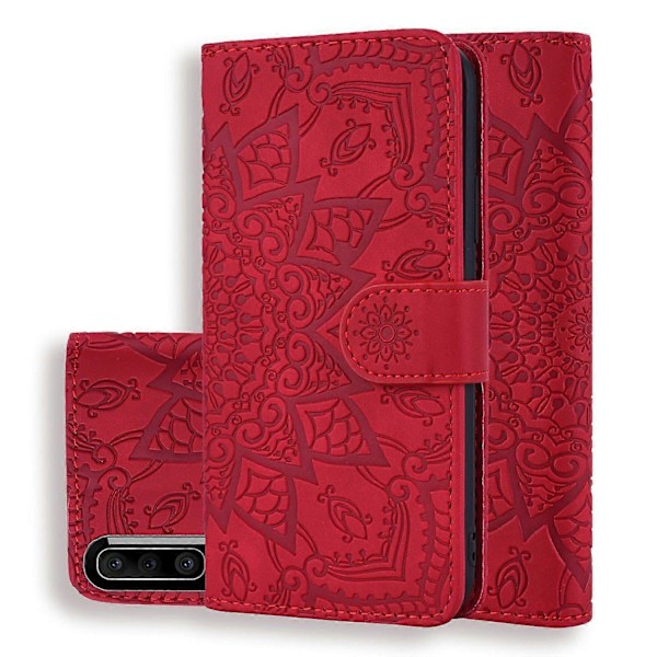 Imprint Mandala Kukka Jalusta Lompakko Nahkakotelo Samsung Galaxy A50/A50s/A30s -puhelimelle
