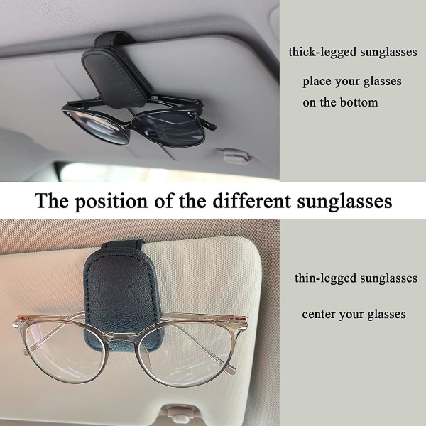 Solglasögonhållare för bil Solskydd, magnetiska läderglasögon Glasögonhängerklämma för bil