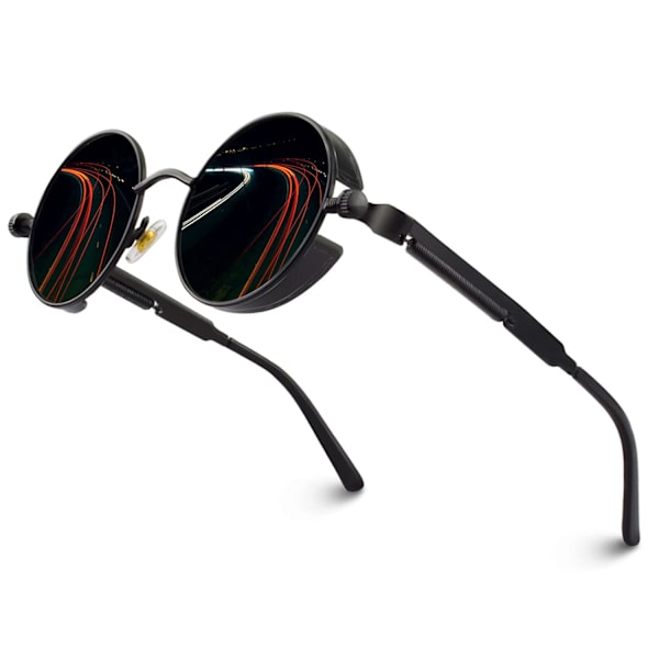Polariserede solbriller runde retro Steampunk briller i metalstel