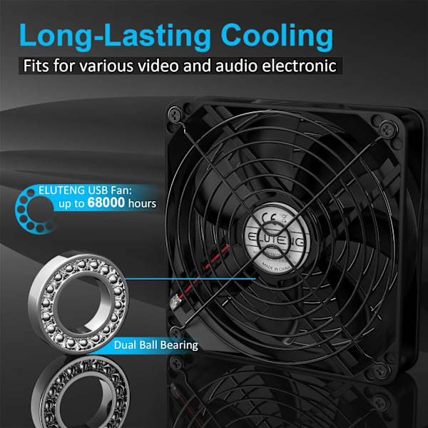 Dobbelt 2 i 1 USB-ventilatorgrill på 120 mm, tre-trins justerbar P