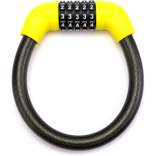Cykellås Högsäkerhetscykellåskabel 400mm/10mm Cykelkombinationslås med 5-siffriga koder för cykelcykel, moto, dörr, grindstängsel (gul)